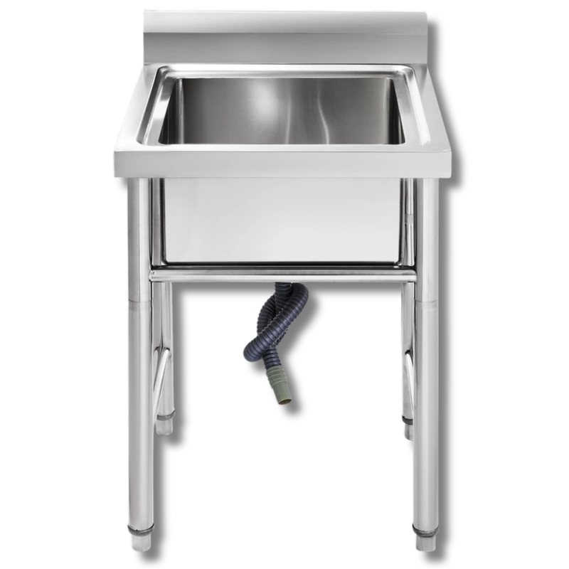 60x60x80cm Commercial Kitchen Sink Deep Bowl with Waste Outlet Stainless Steel-Hammerox Industrial