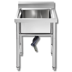 60x60x80cm Commercial Kitchen Sink Deep Bowl with Waste Outlet Stainless Steel