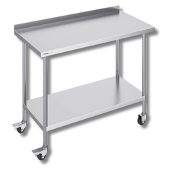 610x1210mm Stainless Steel Food Prep Table with Wheels