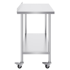 610x1210mm Stainless Steel Food Prep Table with Wheels