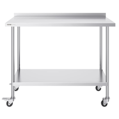 610x1210mm Stainless Steel Food Prep Table with Wheels