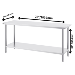 610x1820mm Stainless Steel Food Prep Table