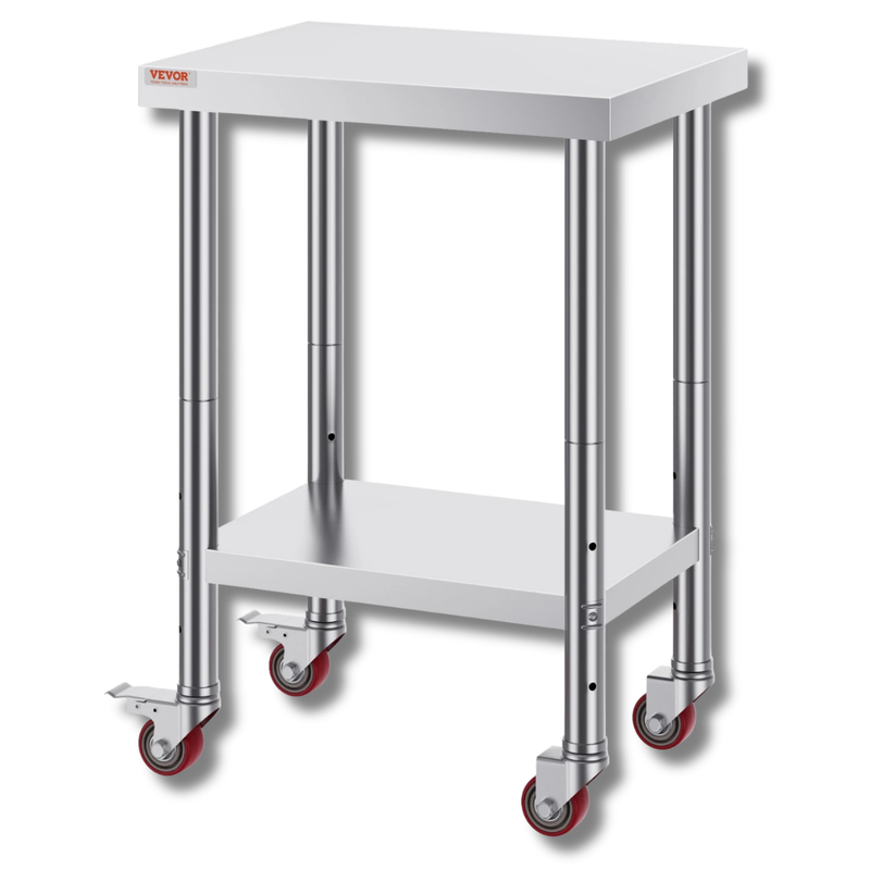 610x457mm Stainless Steel Food Prep Table with Wheels-Hammerox Industrial