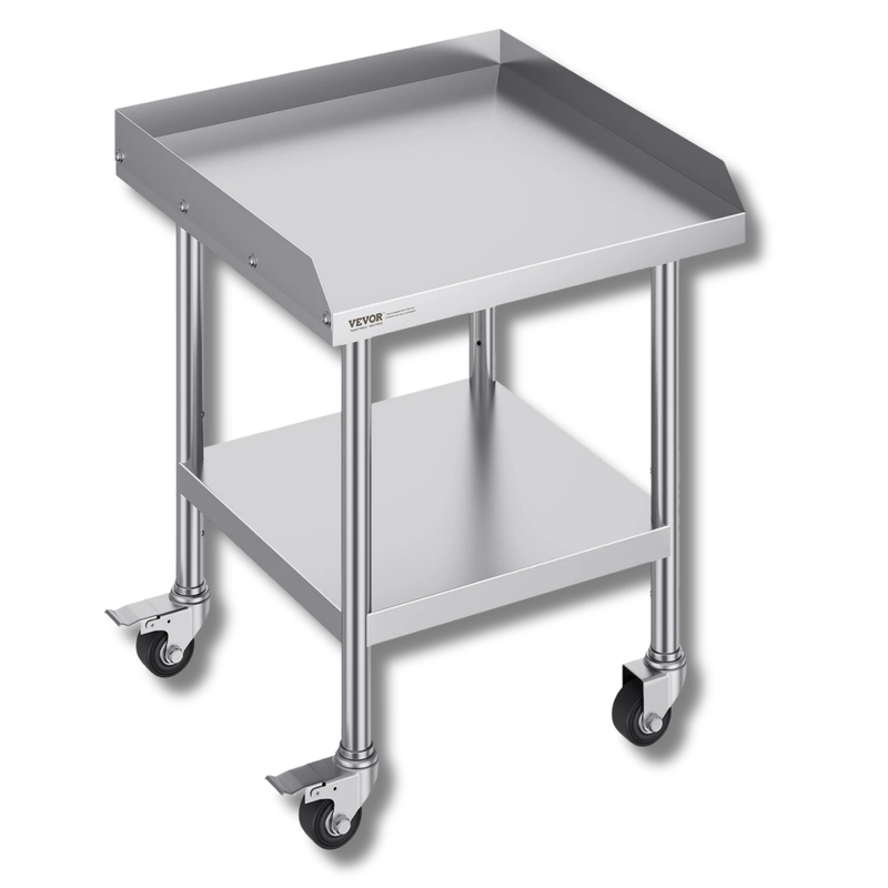 610x610mm Stainless Steel Food Prep Table with Wheels