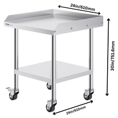 610x610mm Stainless Steel Food Prep Table with Wheels