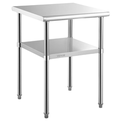 610x610x850mm Stainless Steel Food Prep Table with Wheels