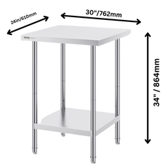 610x610x864mm Stainless Steel Food Prep Table