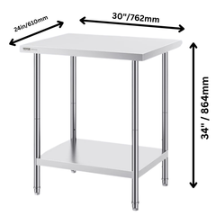 610x760mm Stainless Steel Food Prep Table