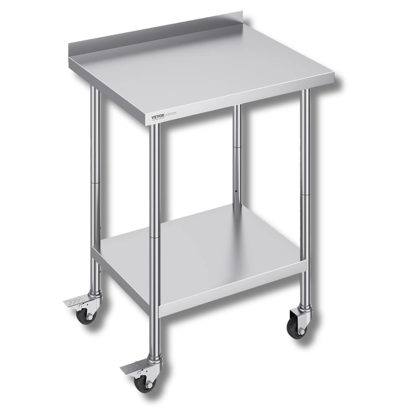 610x762mm Stainless Steel Food Prep Table with Wheels