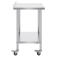 610x762mm Stainless Steel Food Prep Table with Wheels