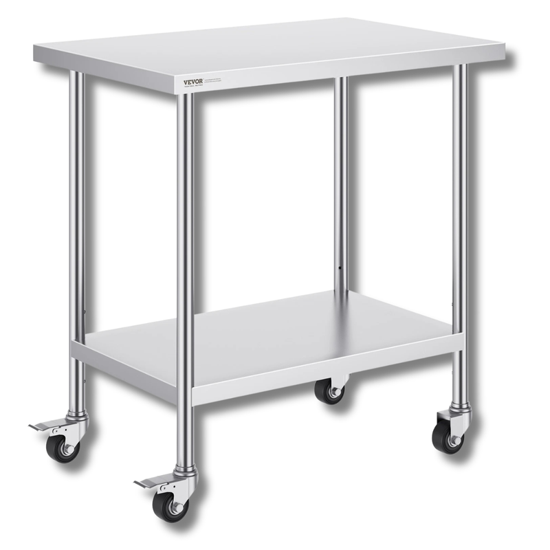 610x910mm Stainless Steel Food Prep Table with Wheels-Hammerox Industrial