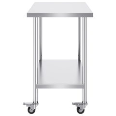 610x910mm Stainless Steel Food Prep Table with Wheels
