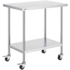 610x910mm Stainless Steel Food Prep Table with Wheels