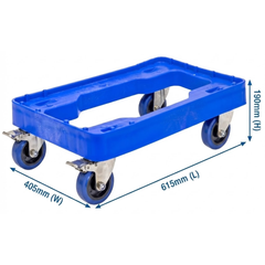 615 x 405 x 190mm Enviro Dolly with Stainless Steel Castors - Blue-Hammerox Industrial