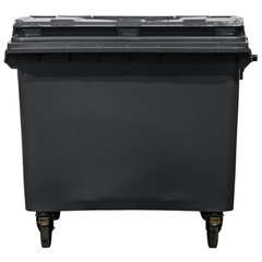 660L Dark Grey Plastic Wheelie Bin Flat Lid-Hammerox Industrial