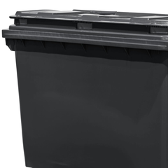 660L Dark Grey Plastic Wheelie Bin Flat Lid-Hammerox Industrial