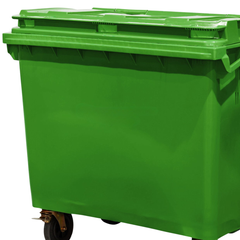 660L Green Plastic Wheelie Bin Flat Lid-Hammerox Industrial