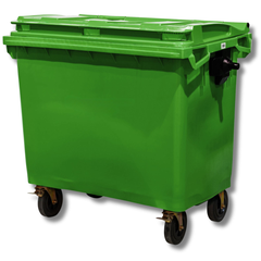 660L Green Plastic Wheelie Bin Flat Lid-Hammerox Industrial