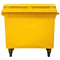 660L Yellow Plastic Wheelie Bin Flat Lid-Hammerox Industrial