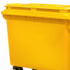 660L Yellow Plastic Wheelie Bin Flat Lid-Hammerox Industrial