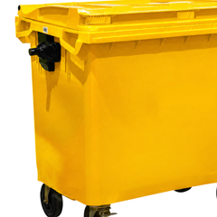 660L Yellow Plastic Wheelie Bin Flat Lid-Hammerox Industrial