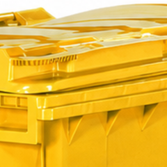 660L Yellow Plastic Wheelie Bin Flat Lid-Hammerox Industrial