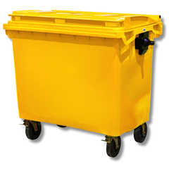660L Yellow Plastic Wheelie Bin Flat Lid-Hammerox Industrial