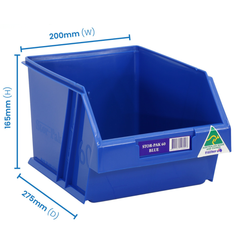 6L Stor-Pak No.60 Storage Bin 200 x 275 x 165mm Blue 6 Pack-Hammerox Industrial