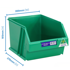 6L Stor-Pak No.60 Storage Bin 200 x 275 x 165mm Green 6 Pack-Hammerox Industrial