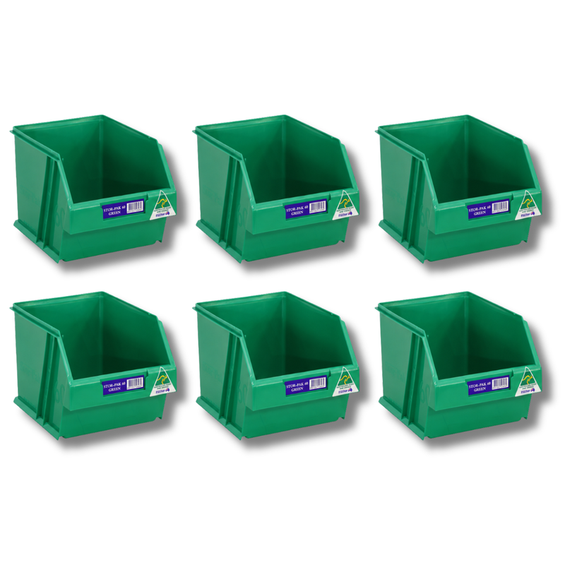 6L Stor-Pak No.60 Storage Bin 200 x 275 x 165mm Green 6 Pack-Hammerox Industrial