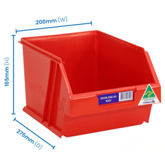 6L Stor-Pak No.60 Storage Bin 200 x 275 x 165mm Red 6 Pack-Hammerox Industrial