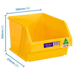 6L Stor-Pak No.60 Storage Bin 200 x 275 x 165mm Yellow 6 Pack-Hammerox Industrial