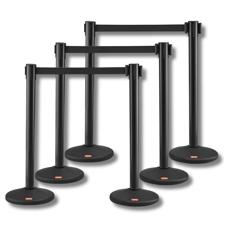 6 Pack Crowd Control Stanchions with Retractable Belts