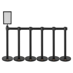 6 Pack Crowd Control Stanchions with Sign Holder & Belts