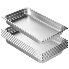 6 Pack Full Size Hotel Pans 2.5" Deep Stainless Steel