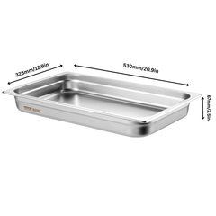 6 Pack Full Size Hotel Pans 2.5" Deep Stainless Steel