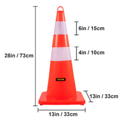 6 Piece 28" Safety Traffic Cones Reflective