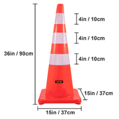 6 Piece 36" Safety Traffic Cones Reflective