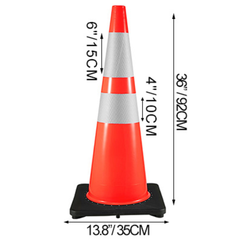 6 Piece 36" Traffic Safety Cones Reflective