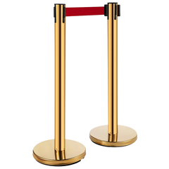 6 Piece Crowd Control Stanchions with Sign Frame - Gold