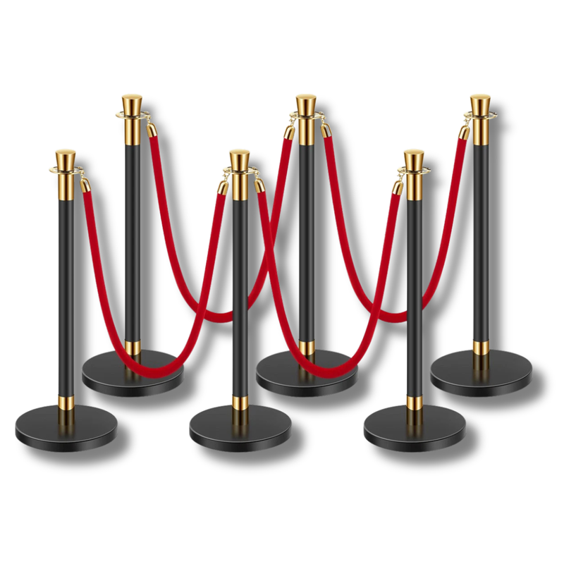 6 Piece Stanchion Post Set with Velvet Ropes