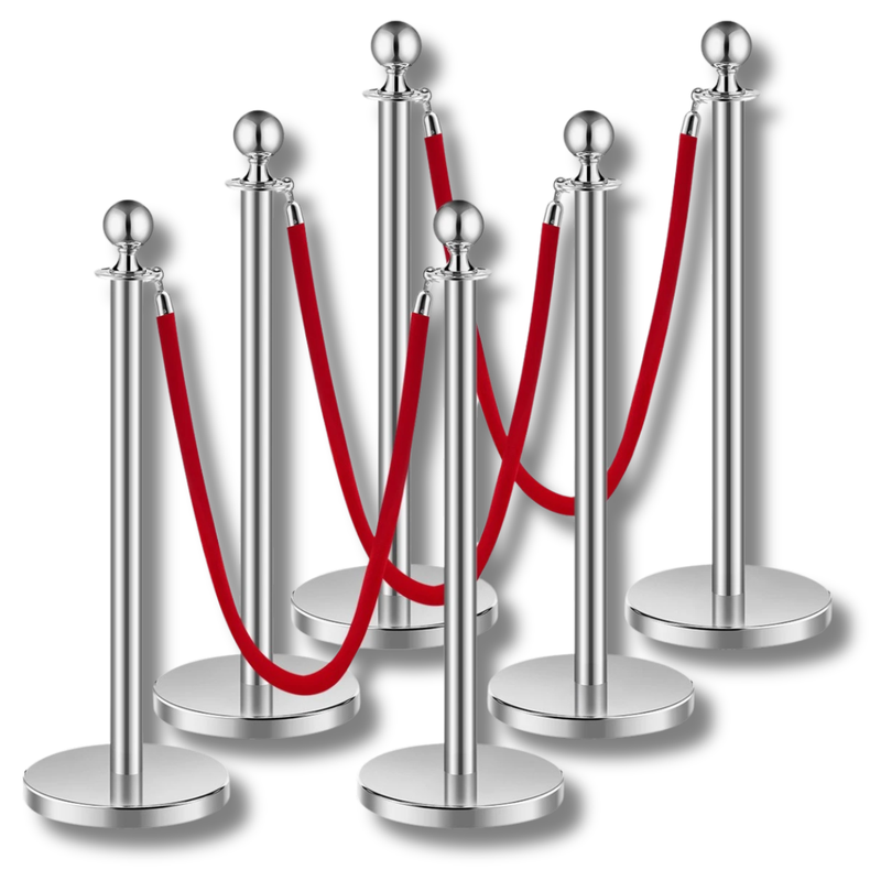 6 Piece Stanchion Post Set with Velvet Ropes
