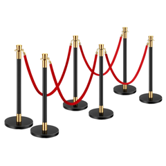 6 Piece Stanchion Post Set with Velvet Ropes