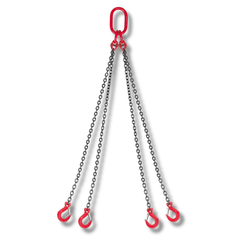6.3mm x 1.5m Chain Sling 4 Leg Hooks 2993kg Capacity-Hammerox Industrial