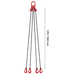 6mm x 1.5m 4 Leg Chain Sling 2993kg Capacity-Hammerox Industrial