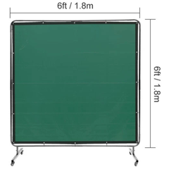 6x6ft Welding Screen with Frame on Wheels - Green-Hammerox Industrial