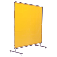 6x6ft Welding Screen with Frame on Wheels - Yellow-Hammerox Industrial