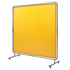 6x6ft Welding Screen with Frame on Wheels - Yellow-Hammerox Industrial