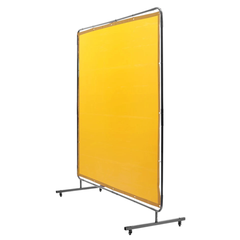 6x6ft Welding Screen with Frame on Wheels - Yellow-Hammerox Industrial