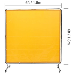 6x6ft Welding Screen with Frame on Wheels - Yellow-Hammerox Industrial